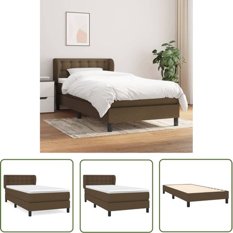 The Living Store Sommier à lattes de lit avec matelas Marron foncé 90x190 cm - Lit Double - Lit Tapissier - Literie - Chambre À Coucher - Matelas À Ressorts Ensachés (1/5)
