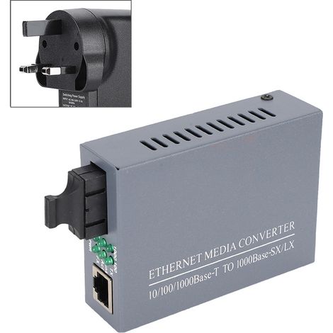 Convertisseur Fibre Optique Gigabit Ethernet Monomode 100-240V UK (1/5)