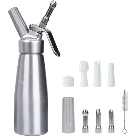 500ML Siphon à Crème Chantilly Professionnel avec 3 Douilles , pour Mousses et Crèmes