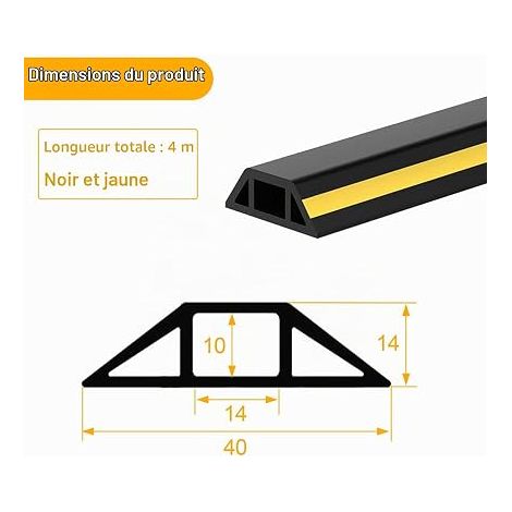 Cache Cable Sol 400 cm, Passage De Cable Au Sol en PVC Flexible Noir, Protege Cable Sol à avec 3 Canaux De CâBles, Cache Cable Aux Bureaux, Ateliers, EntrepôTs (1/4)