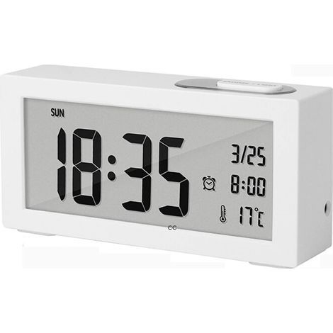 Schülerwecker – Großes LCD-Display – Schlummerfunktion – Sensor-Nachtlicht – Elektronischer Wecker – Für Kinder – Schlafzimmer – Büro – Weiß (1/5)