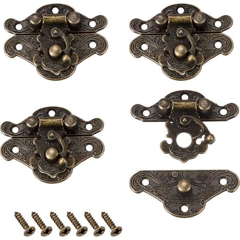 Set Holzkasten Rechteckig Verschluss Verriegelung Haspe Riegel 38 x 30mm DE de (1/3)