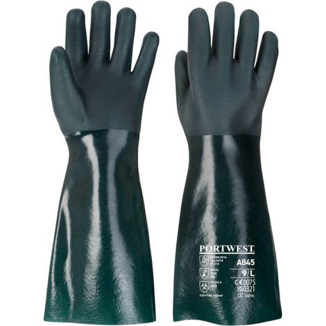 Guante de PVC de doble inmersión, 45cm Verde A845