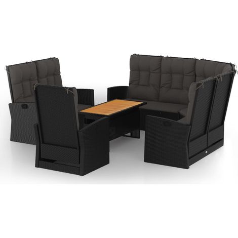 Maison Exclusive - 4-tlg. Garten-Lounge-Set mit Kissen Schwarz Po (1/5)