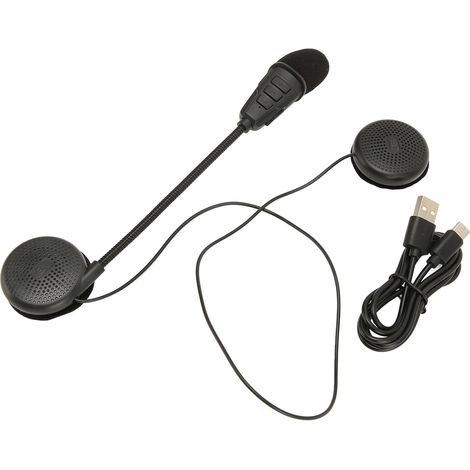 Casque moto Bluetooth 5.0 avec micro, réduction de bruit, mains libres et rechargeable pour sports - Noir (1/5)