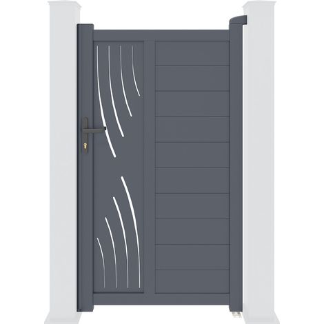 Casanoov – Portillon aluminium semi-ajouré 100x180cm – Coloris gris anthracite RAL 7016 – Montage rapide et simple – Pour entrées de jardin
