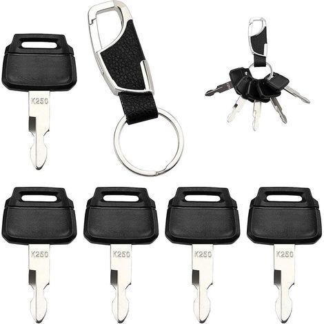 5 Pièces K250 Clés D'allumage de Remplacement, Clés de Rechange de Contact, Clés d'allumage d'usine, avec Porte Clés, Compatibles avec Kawasaki Kobelco Chargeuses (1/5)
