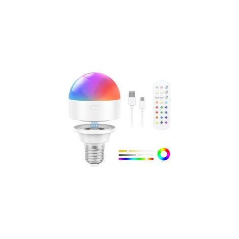 Ampoule Rechargeable Chargeur magnétique sans fil et USB C avec Telecommande, E27 LED Ampoule à batterie amovible 3W 1800mAh pour lampes de table