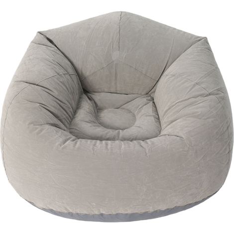 Fauteuil Gonflable PVC Flocage Confort Ergonomique Salon Chambre Extérieur Voyage Léger Gris Clair (1/5)