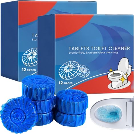 Bloc de Nettoyage de Toilette,24pcs Blocs de Réservoir de Toilettess,Toilettes Propres Désodorisant,Bloc Sanitaire Bicolore,Blocs Nettoyants Pour Cuvette De Toilette,Toilettes Propres Désodorisant (1/5)