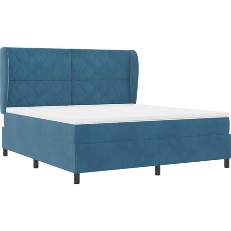 Cama tipo Box Spring Azul Oscuro 200 x 180 cm Poliéster vidaXL