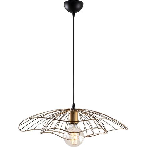 Lampadario in filo metallico - D. 50 x H. 30/110 cm - Oro - ATHERIA (1/3)