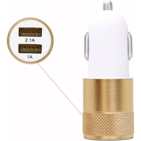 Gold-plated USB car charger with two ultra-fast USB ports (12-24V) for Oppo A36 - AquaForge (1/3)