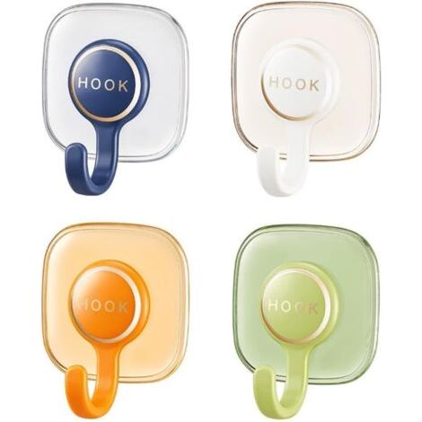 Générique Non perforé mur monté crochet adhésif porte mur arrière clé de stockage pour cuisine bureau salle de bain salon crochets couleur mixte 4 pack (Type B) (1/5)