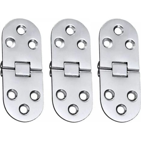 Paquete de 3 bisagras de mesa de aleación (plateadas) de acero inoxidable, bisagra de puerta plegable, para cajón, mesa, escritorio, máquina de coser, plateada (1/5)