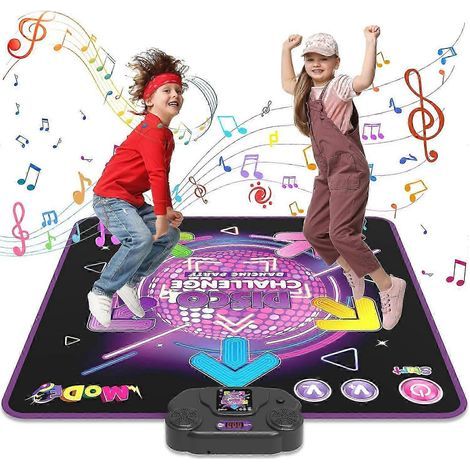 Tapis de danse pour enfants, jouet pour garçons et filles de 3 à 10 ans, tapis de danse électronique avec lumière LED, volume réglable, musique intégrée, 4 modes de jeu, cadeau d'anniversaire ou de No (1/5)