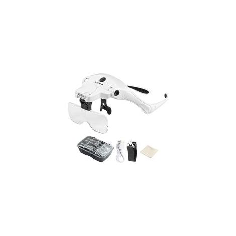 Lunettes loupe avec lumière LED rechargeable, lunettes grossissantes avec lumière, 5 verres amovibles (1,0 x 3,5x), 2 loupes de luminosité réglables, travail de précision pour réparations, couture (1/5)