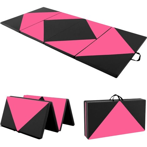 Faltbare gymnastikmatte 240x120x5 cm schwarzpink