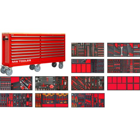 Mw Tools – Servante d'atelier complète extra large MEGA EV XXL 782 outils – Douilles ¼ à ¾ – Clés à cliquet – MWE999G6A