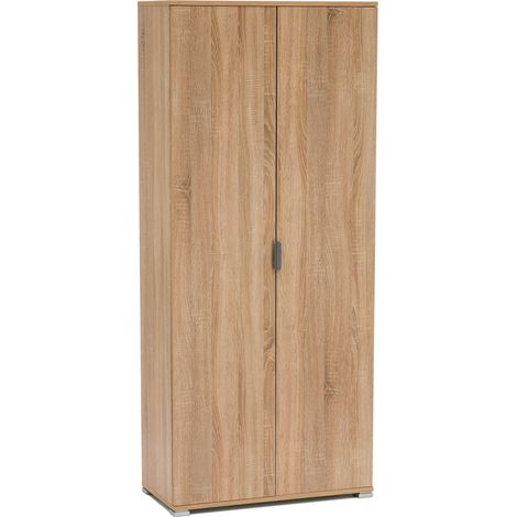 Armadio tuttopiani 2 ante con 5 ripiani in legno nobilitato bilaminato Linea Classic - BurlyWood (1/3)