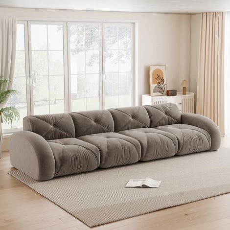 Canapé sans cadre, canapé modulable extra-large quatre places, tissu chenille confortable, idéal pour le salon, design antidérapant, aucun montage requis, marron