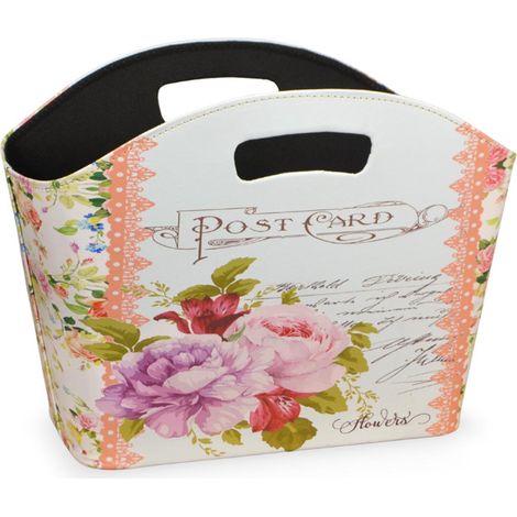 Borsetta Contenitore Flowers con manici fantasia floreale cm 40 x 15 x h 30