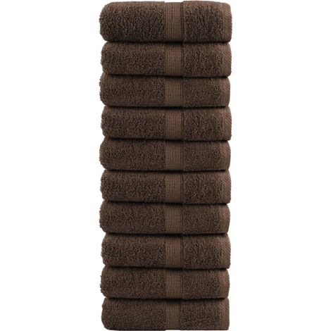 Premium Gästetücher SOLUND 10 Stk. Braun 30x50 cm 600 g/m² (1/5)