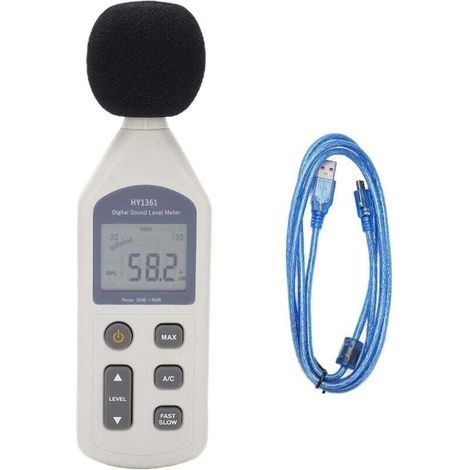 HY-1361 Digitales Schallpegelmessgerät Tragbares LCD-Display USB-Dezibelmonitor Geräuschrekorder Dualer analoger Signalausgang 30-130dBA 35-130dBC, (1/4)