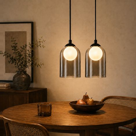 ZMH Suspension noire ajustable en hauteur – Style vintage 1 lumière G9 – Idéale pour table à manger, îlot ou chevet – Lampe suspendue moderne rétro (sans ampoule) (1/5)