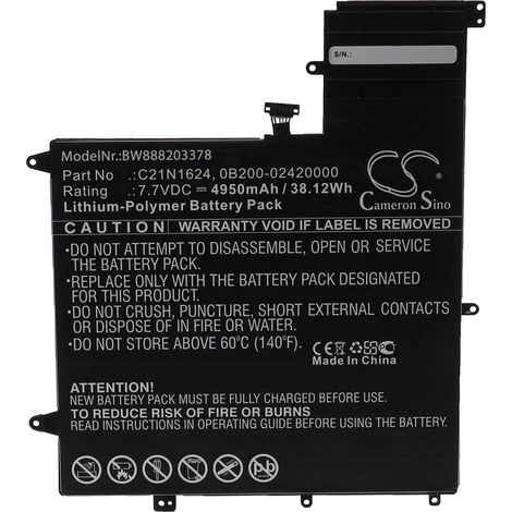 vhbw Akku kompatibel mit Asus ZenBook Flip S UX370UA-C4104T, UX370UA-C4072T, UX370UA-C4093T, UX370UA-C4061T Notebook (4950 mAh, 7,7 V, Li-Polymer) (1/3)