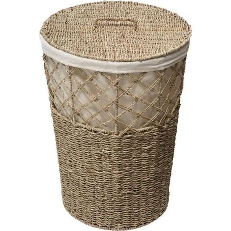 Panier à Linge Rond "Seagrass" 52cm Naturel (1/4)