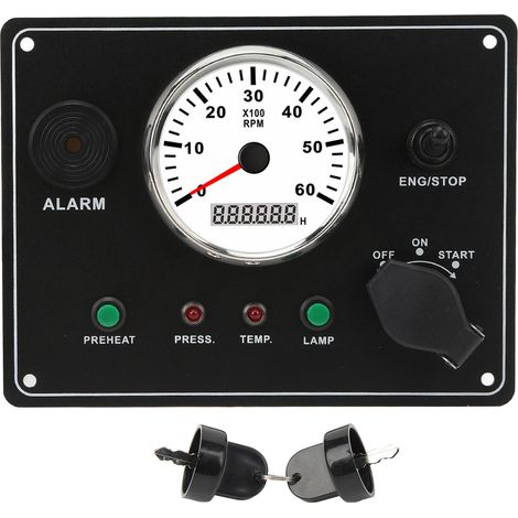 Panneau de jauge de moteur 6000 tr/min, pression d'huile, alarme de température de l'eau, tachymètre pour bateau et camion 12V (1/5)