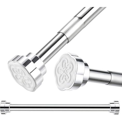 Tringle extensible (40 55 cm), acier inoxydable, barre télescopique pour rideaux, sans perçage, parfait pour armoire ou douche