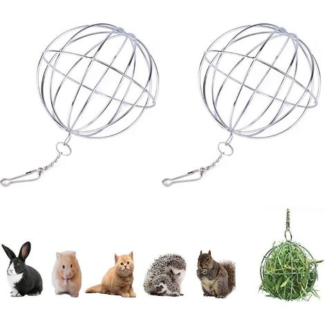 Set aus 2 hängenden Futterbällen, Edelstahlrahmen und bissfester Kugel