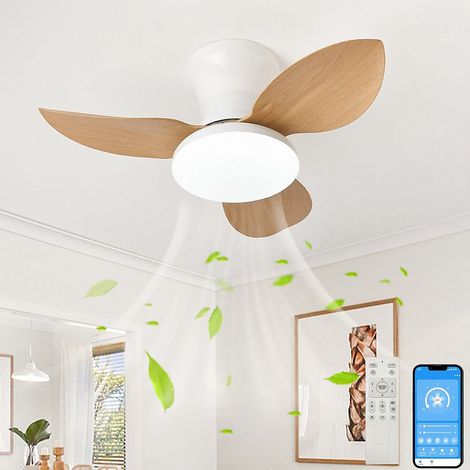 Ventilateur de plafond de 65 cm avec éclairage, contrôle par télécommande ou application, 6 vitesses de ventilation, minuterie (1/5)