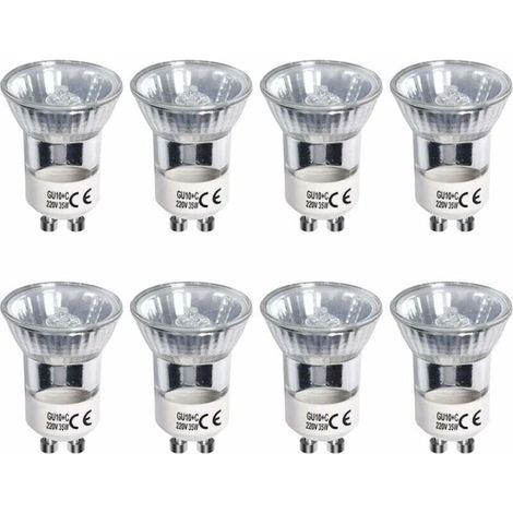 Ampoules halogènes GU10, 35W blanc chaud 2700K à intensité variable équivalent à des ampoules LED 3W 360 lumens halogènes 120 degrés pour lampe à lave, AC 220V-240V, lot de 8 (1/5)