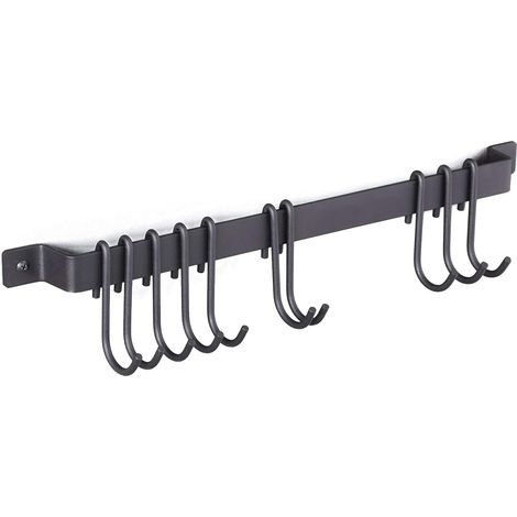 Noir 43 cm Gourmet Rail de cuisine avec 10 crochets en fer forgé. (1/5)