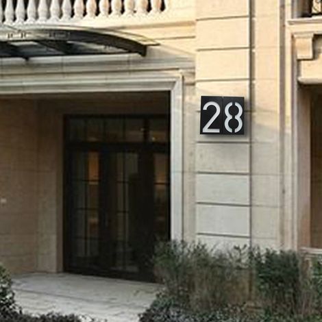Plaque d'adresse lumineuse LED solaire pour numéro de maison, villa, cour, rue (1/4)