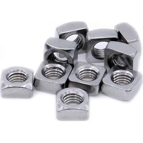 Écrou carré M8 (8 mm) (chanfreiné) – Acier inoxydable (A2) (lot de 20) (1/3)