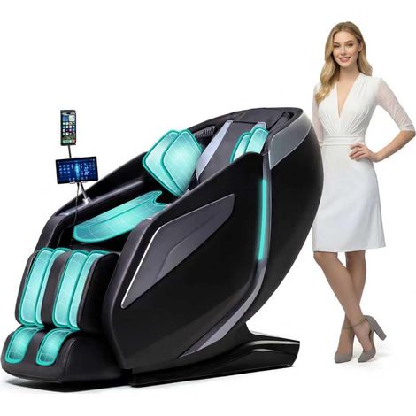 Fauteuil de Massage pour Tout Le Corps - Chaise de Massage Intelligente Zero Gravity - Mains robotiques 3D avec Rail SL - Fauteuil de Relaxation Bluetooth (Nior) (1/5)