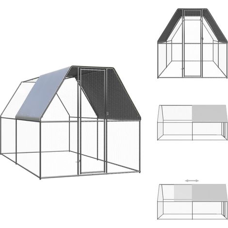 Poulailler d'extérieur 2x4x2 m Acier galvanisé - Poulailler Extérieur - Abri Pour Animaux - Voliére - Poulet - Canard (1/5)