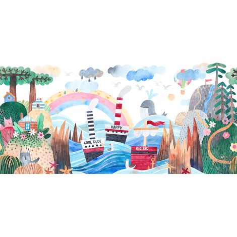 Papier peint panoramique Enfants - Mer Bateaux - 260 cm x 130 cm (1/2)