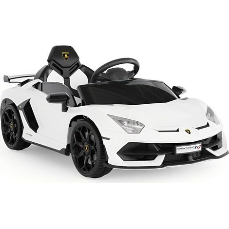 Voiture Électrique 12V pour Enfants Lamborghini sous Licence, avec Télécommande, Vitesse 3-5 Km/h, Portes Hydrauliques, Suspension, Véhicule Électrique pour Enfants de 3 à 8 Ans Blanc (1/5)