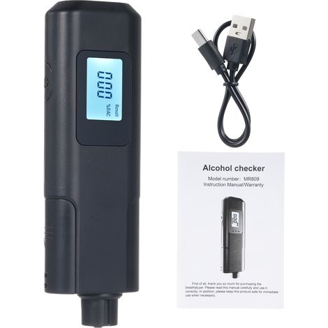 Alcootest sans contact avec chambre de purification, alarme sonore et vocale, marteau de sauvetage et lame de coupe intégrée en acier inoxydable MR809 (1/5)
