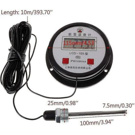 High Temperature Industrial Digital Thermometer With 10m Probe (1/4)