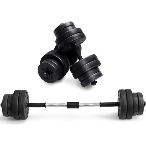 COSTWAY 2 in 1 Hantelset, 30KG Hantel Set, Kurzhanteln 2er Set, Kurzhantelstange schwarz, Langhantelstange inkl. 16 Hantelscheiben 8 x 2,5kg / 8 x 1,25 kg (1/5)
