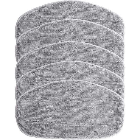 Lot de 5 housses de rechange compatibles avec le nettoyeur vapeur Leifheit CleanTenso (balai vapeur) - microfibre, grises (1/5)