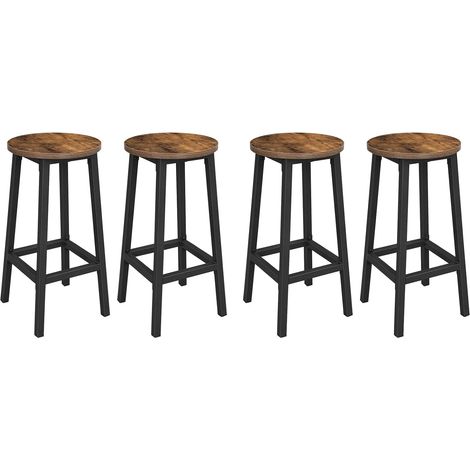 Vasagle – Tabouret de bar lot de 4 – Hauteur d'assise 65 cm – Cadre en métal – Design industriel marron – Charge max 150 kg