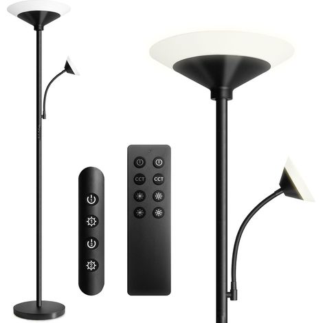 Living Room Lamp LED Dimmable 27W with 6W Reading Lamp, Modern Floor Lamp with Remote Control and Touch for Living Room, Bedroom, Office (1/5)