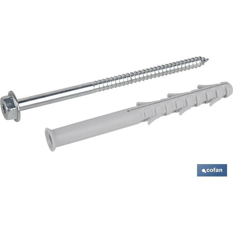Pack de 50 unités de cheville longue à frapper avec vis hexagonale Ø10 x 120 mm (1/4)